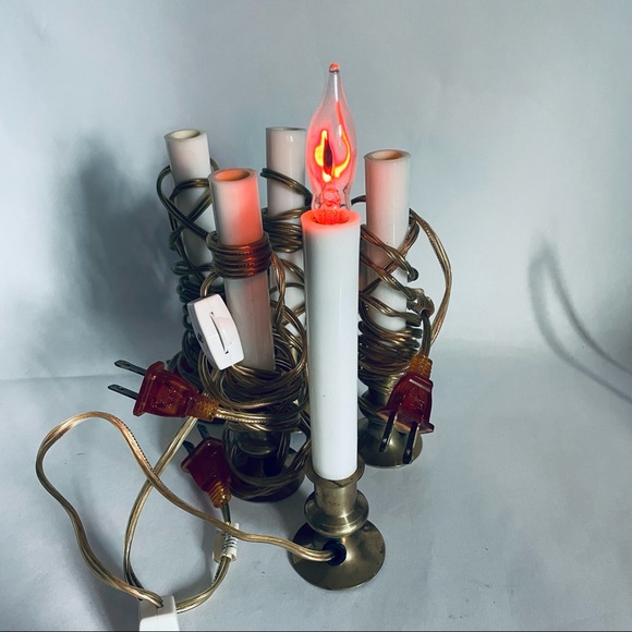 Vintage white & brass Christmas holiday window lights - Picture 2 of 12